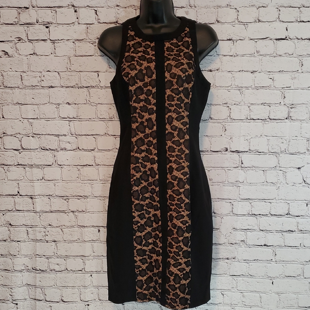 Michael Kors Black and Brown Midi Dress